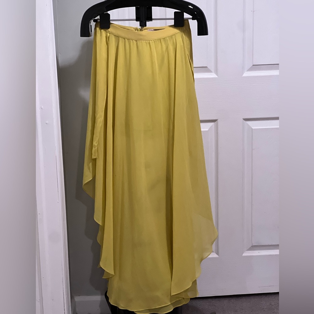 Yellow maxi skirt with shorts underneath